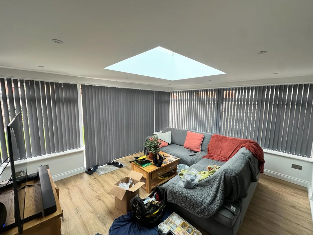 Vertical blinds in a conservatory